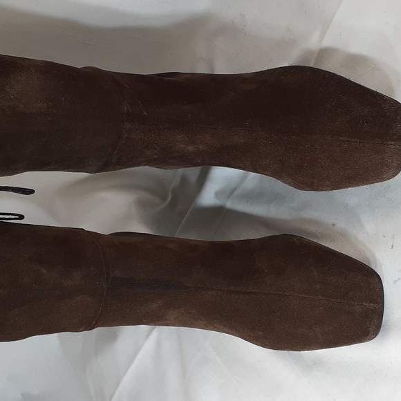 Prada brown suede leather heeled square-toed boots size 36.5 size 6.5 - Picture 4 of 11